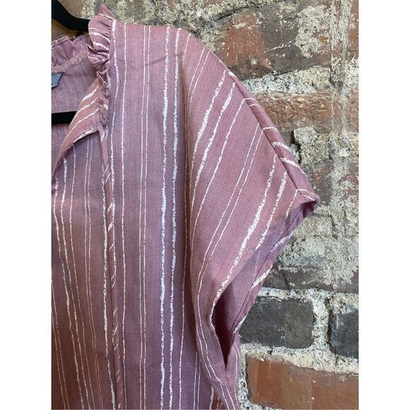 Arianna by Howard’s NWT Pink Mauve White Lines Drop Shoulder Blouse Top Women’s - Picture 5 of 8